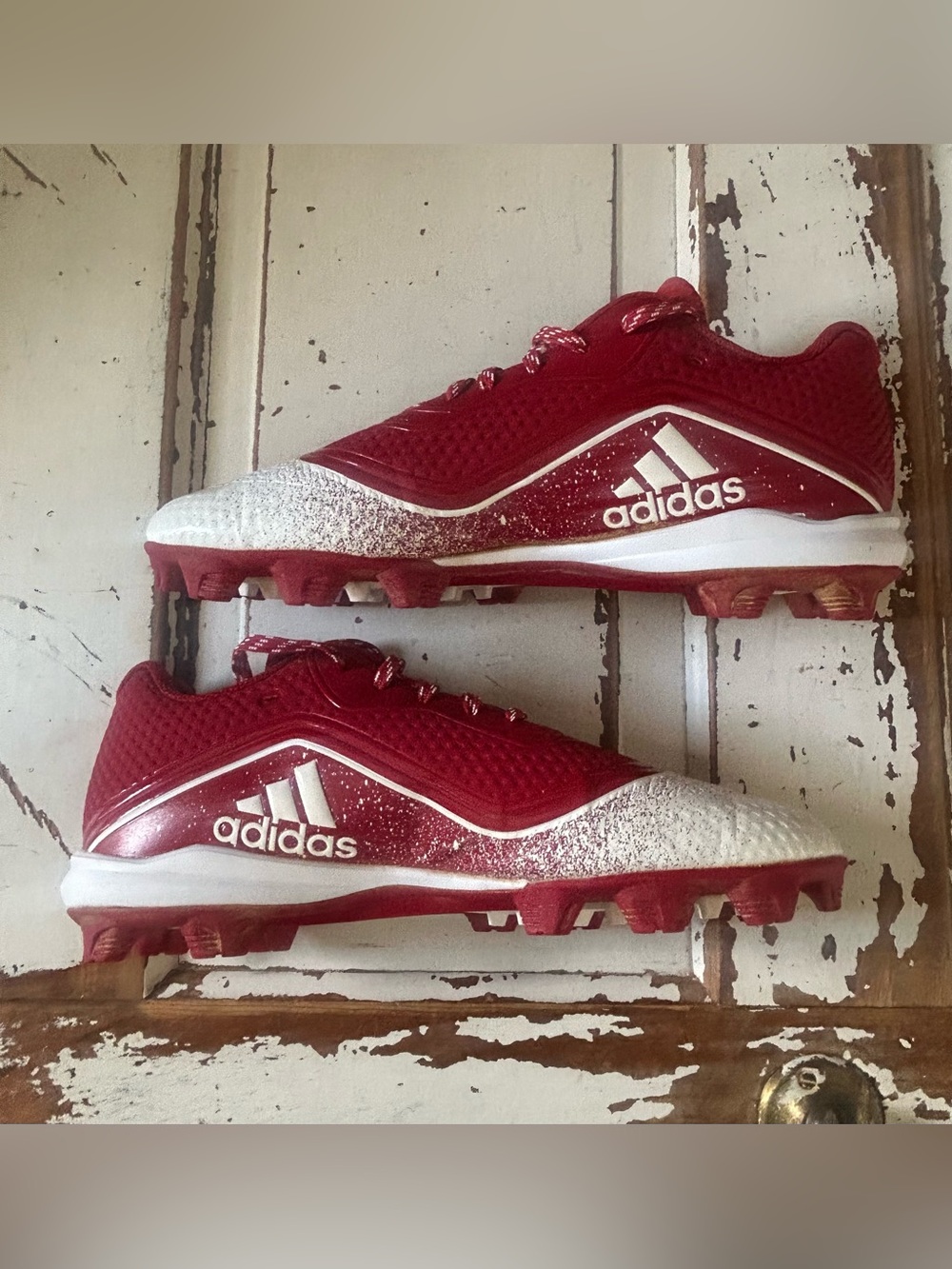 Adidas Icon V Mid Baseball Cleats Men's Size 10 Red & White